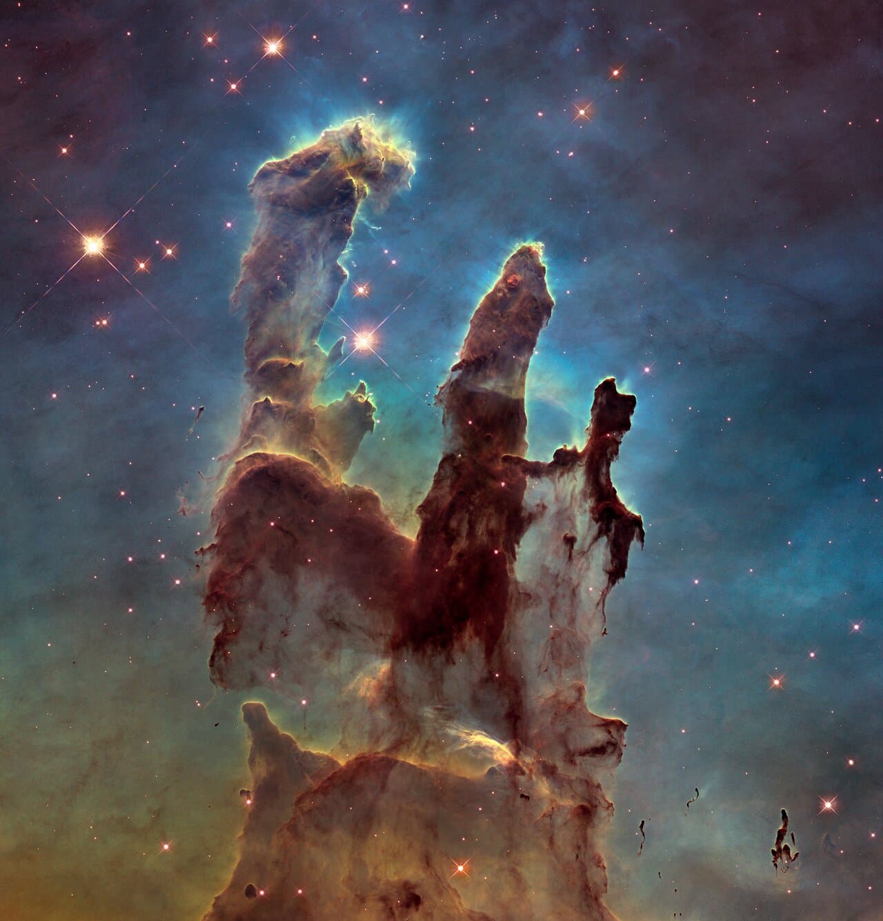 The Pillars of Creation in the Eagle Nebula, photographed by Hubble